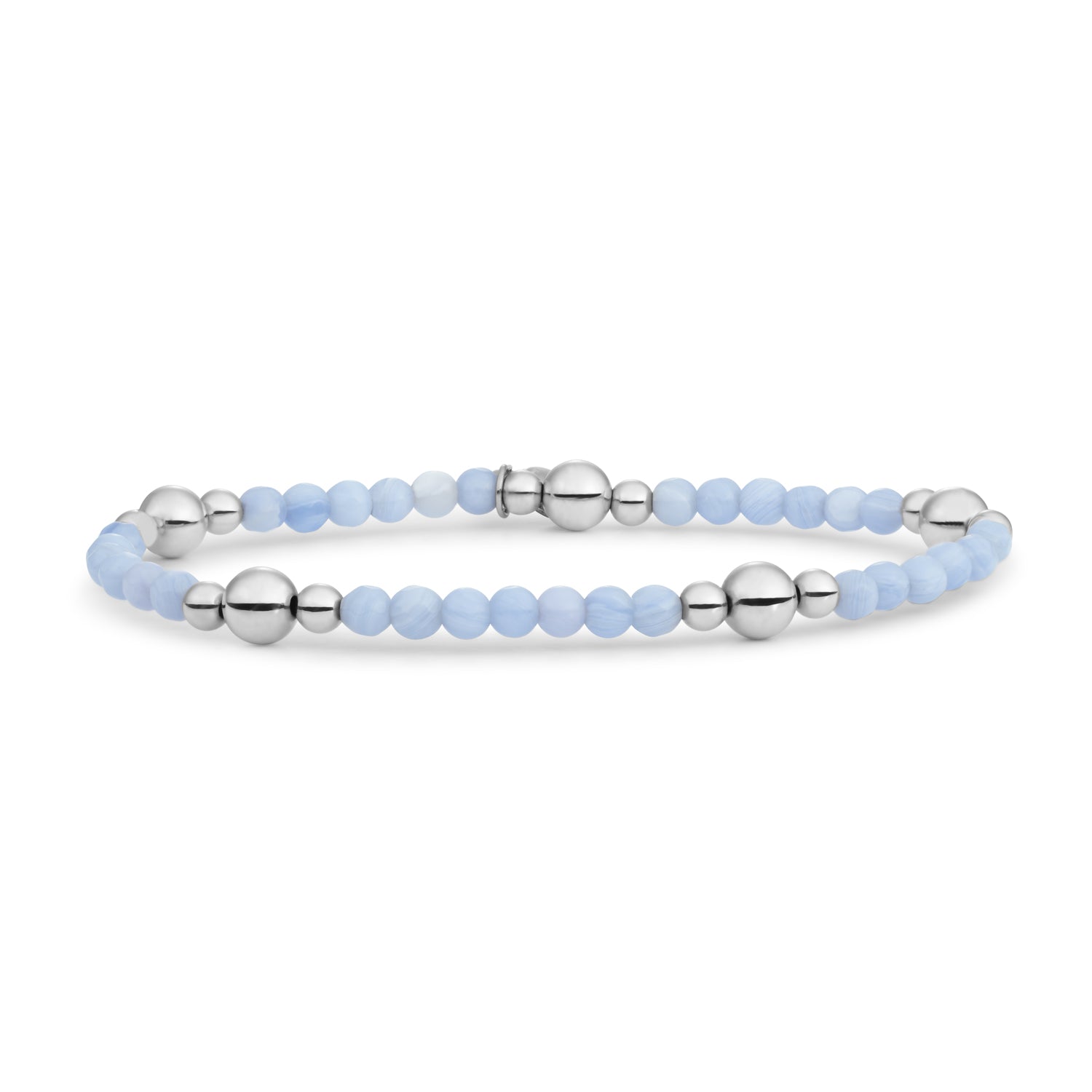 kralenarmband in zilverkleur met blue lace agate edelstenen #kleur_zilver