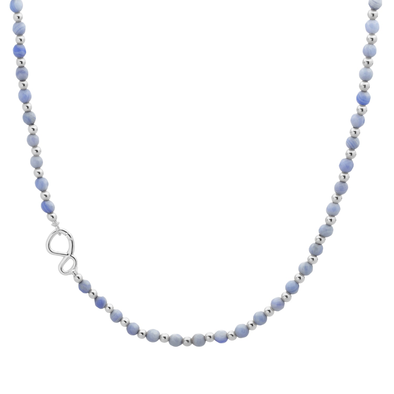 Gouden kralen ketting voor dames met blue lace agate edelsteen 