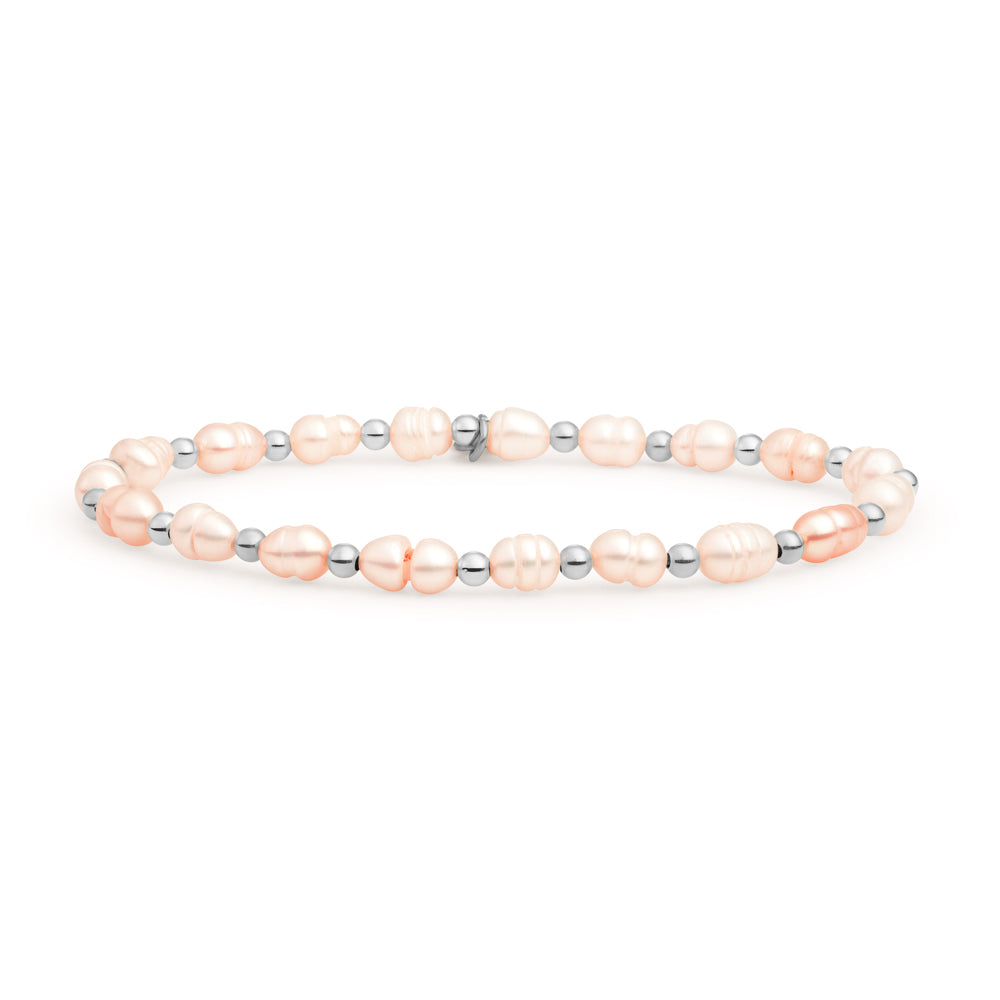 Edel steen armband voor vrouwen van Sparkling met parel en echt zilveren kralen die niet verkleuren #kleur_zilver