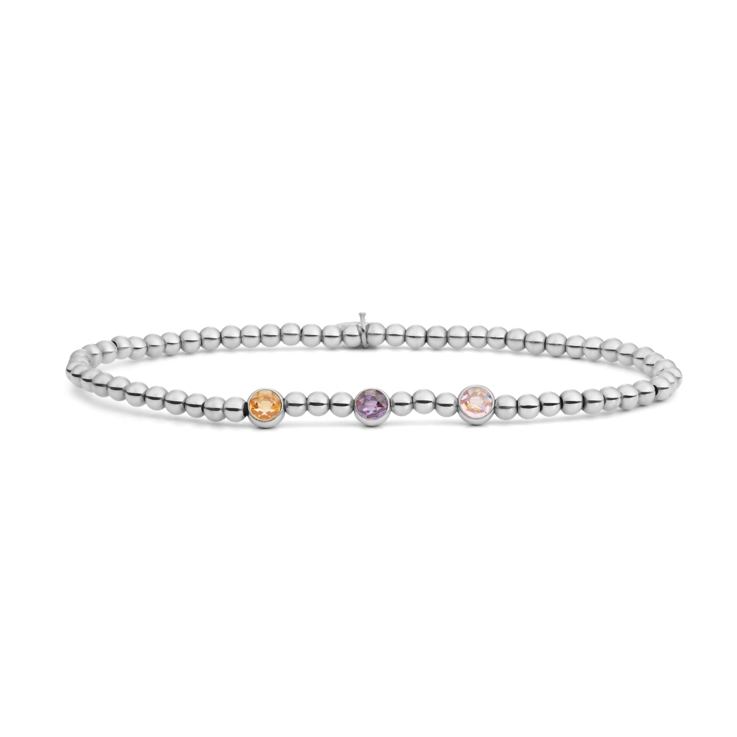 Zilveren armband met verschillende kleuren zirkonia steentjes #kleur_zilver