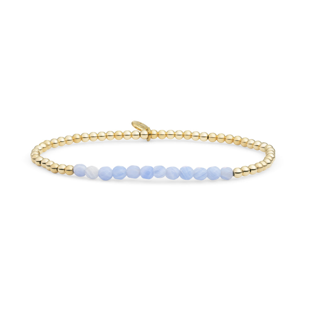 Sparkling sieraad armband met gouden kralen en edelsteen kralen blue lace agate #kleur_goud