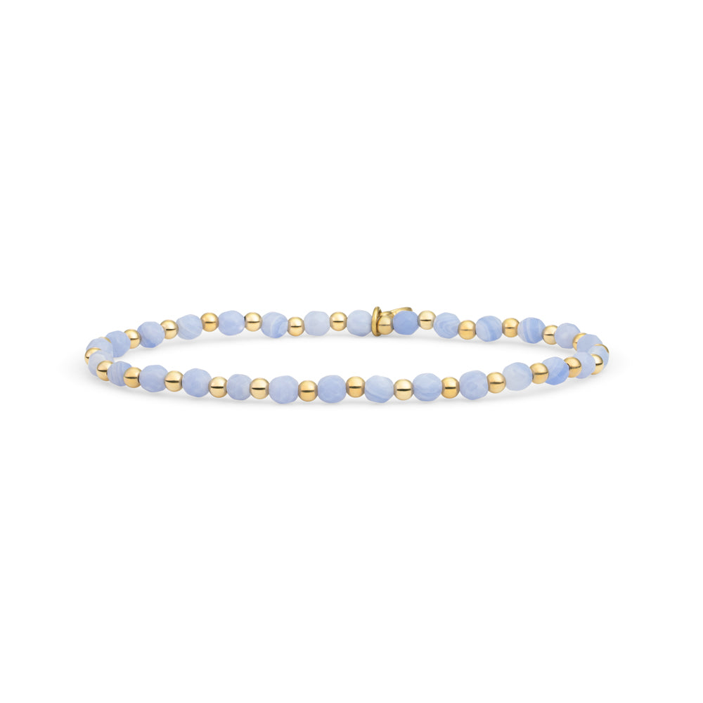 Gouden armband met gefacetteerde edelsteen kralen blue lace agaat van Sparkling Jewels #kleur_goud
