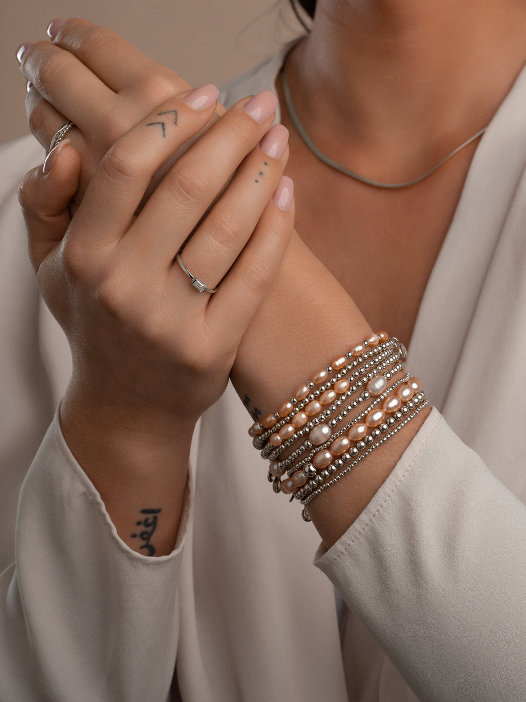 Parel armbandjes voor dames met echt zilveren accenten die niet verkleuren 