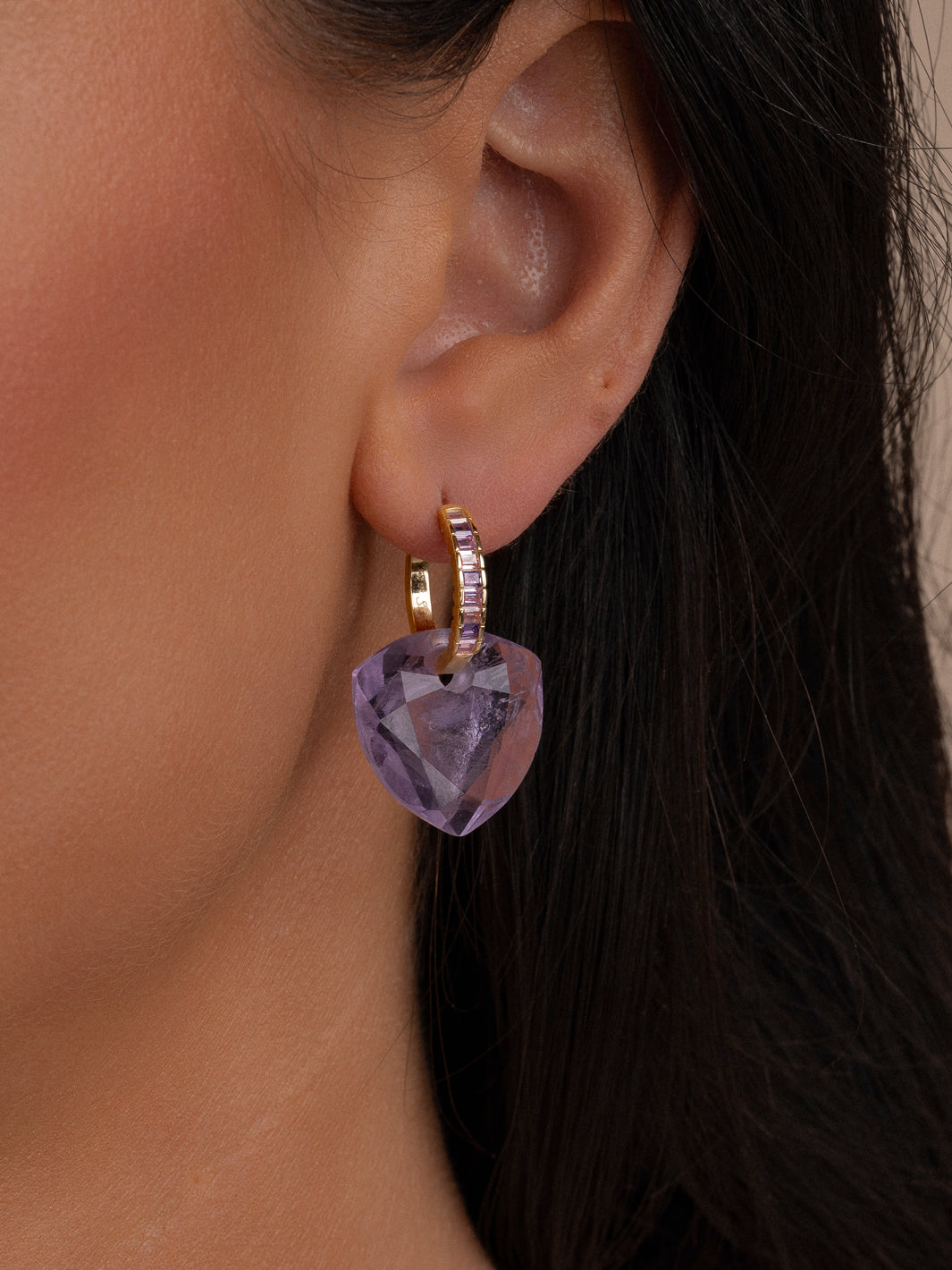 Amethyst Trillion Cut oorbellen en creolen van Sparkling