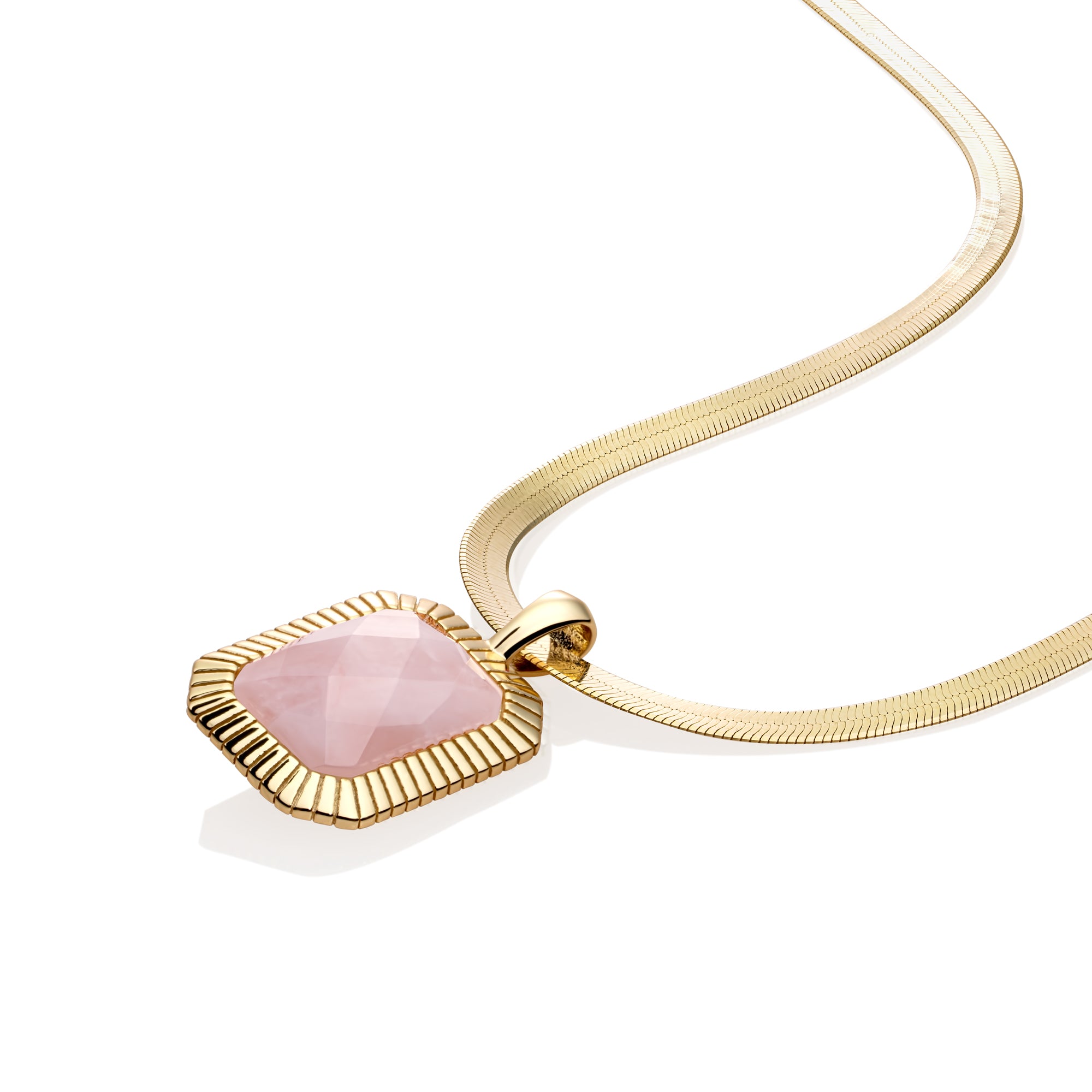 Vergulde ketting met echte rose quartz edelsteen 