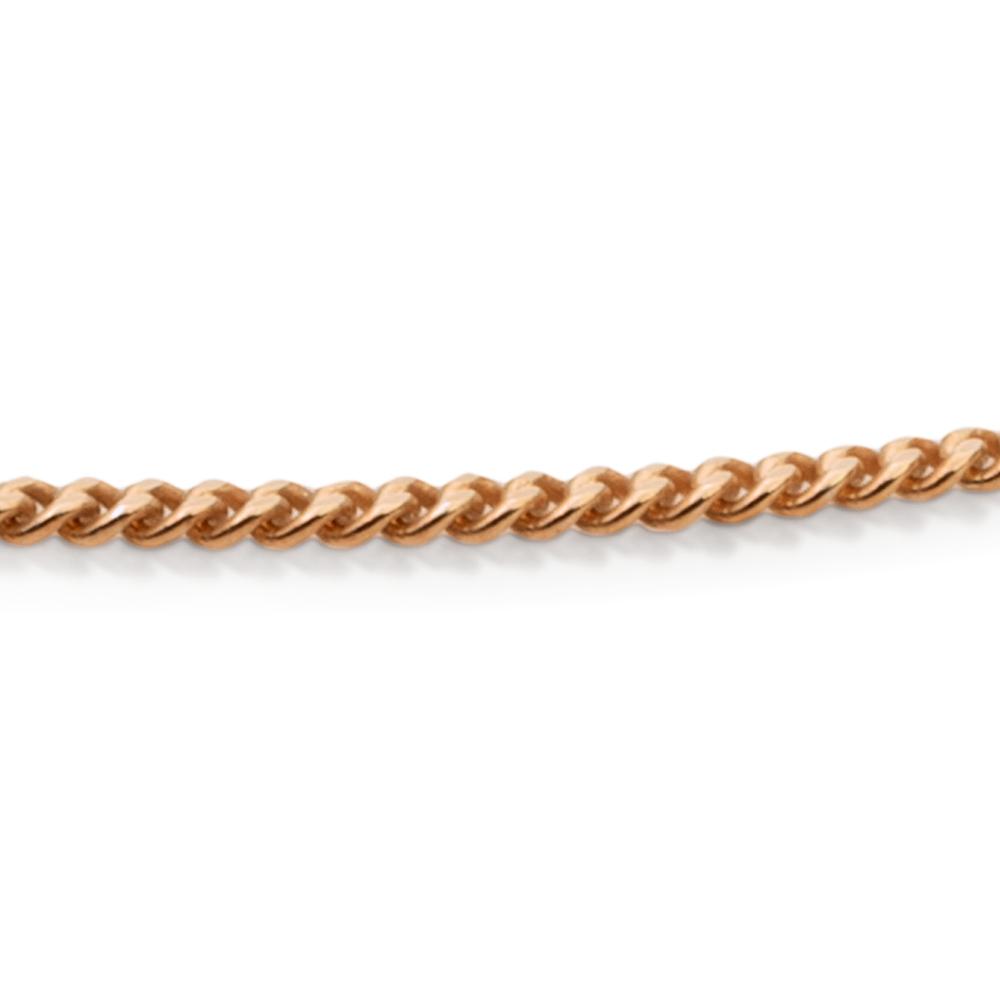 Product foto close up van de curb ketting in rosegoud