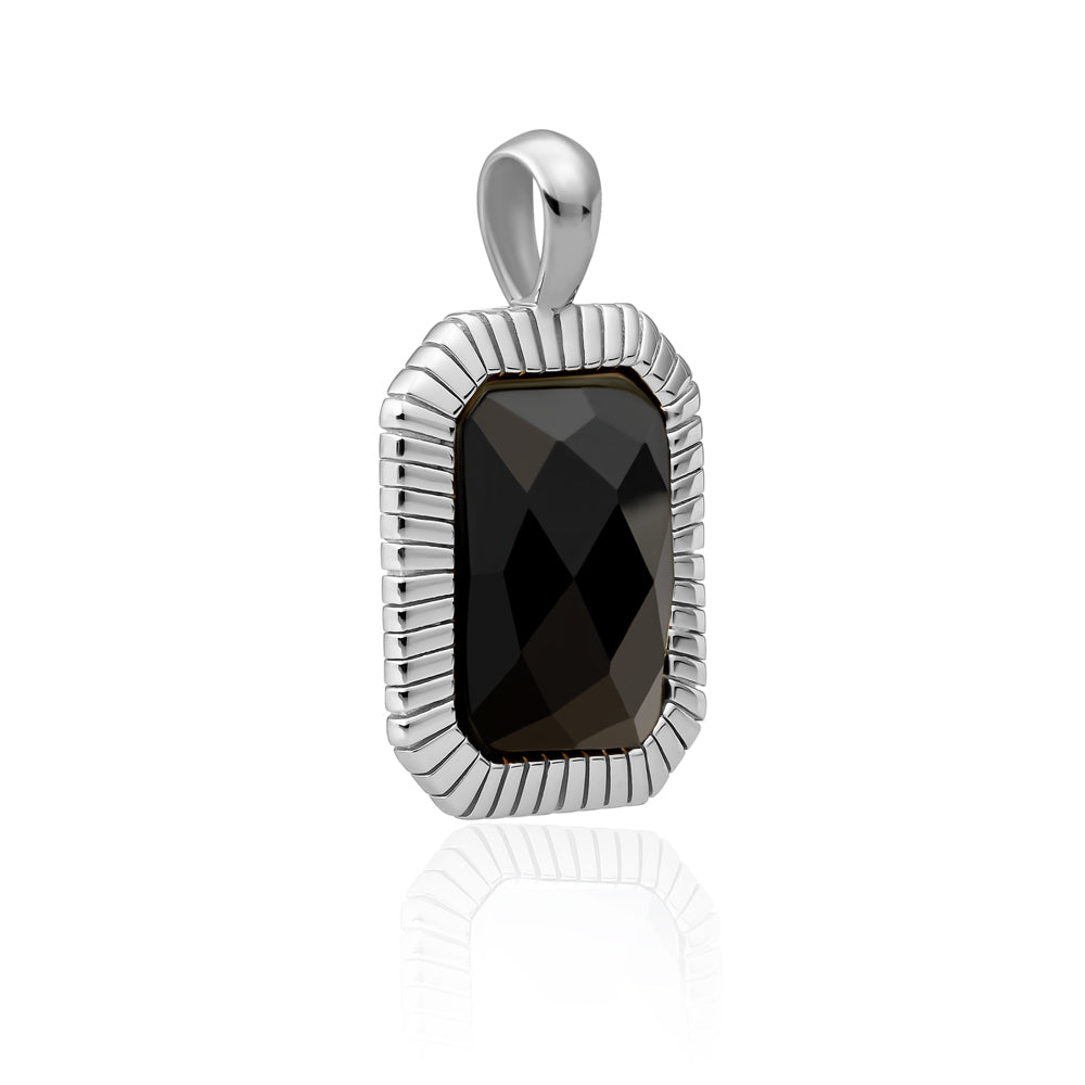 Baguette ketting pendant met echte onyx edelsteen Sparkling Jewels 