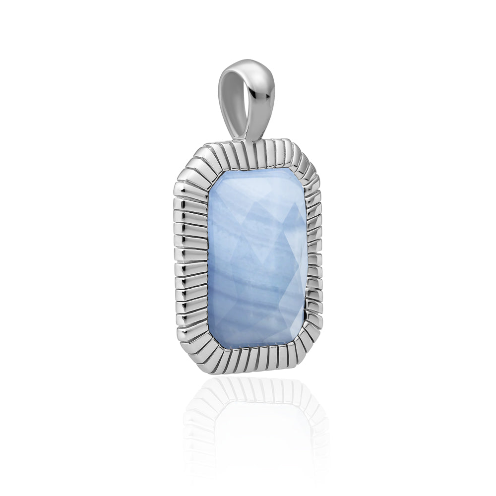 Blue Lace Agate ketting hanger zilver Sparkling Jewels 
