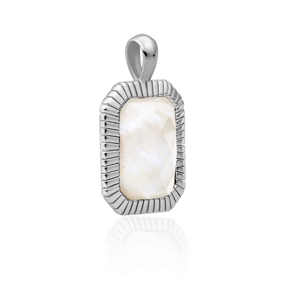 Mother of pearl pendant hanger zilver met baguette motief Sparkling Jewels 