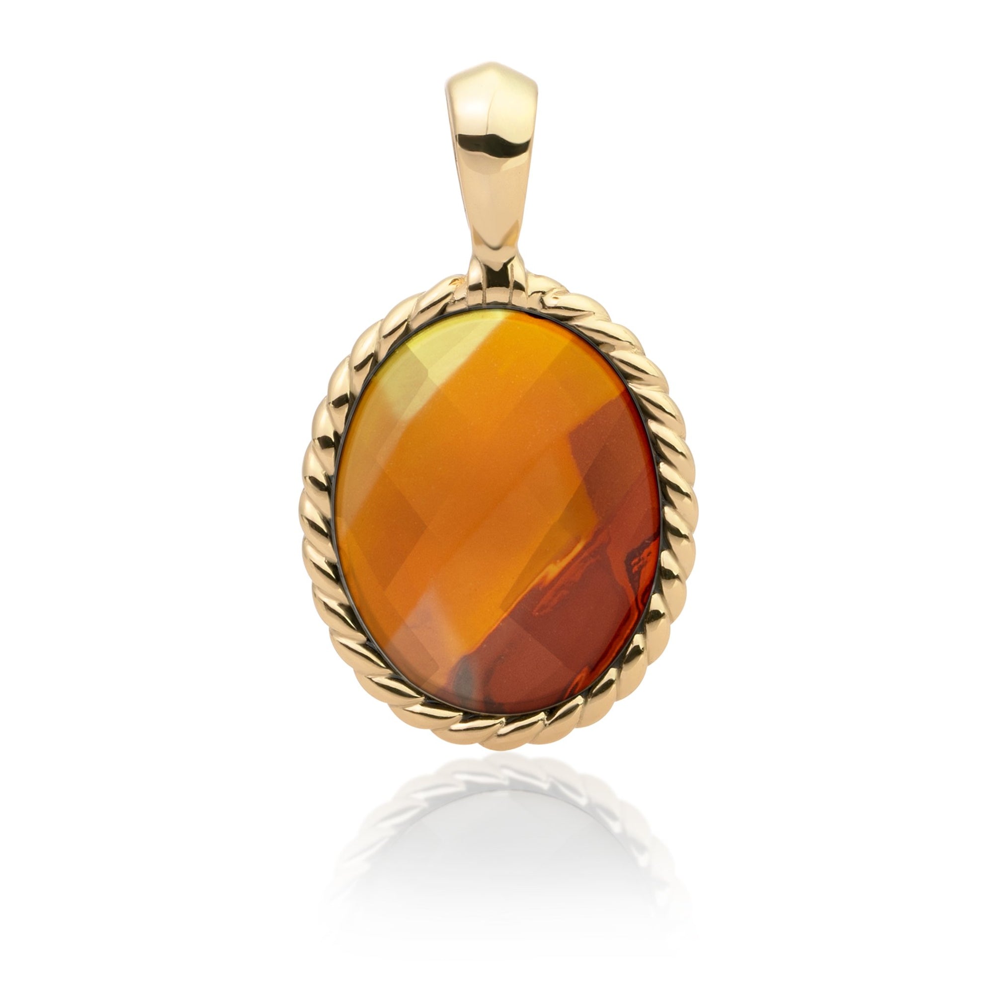 Twist Pendant voor Ketting van Citrine Quartz #kleur_goud