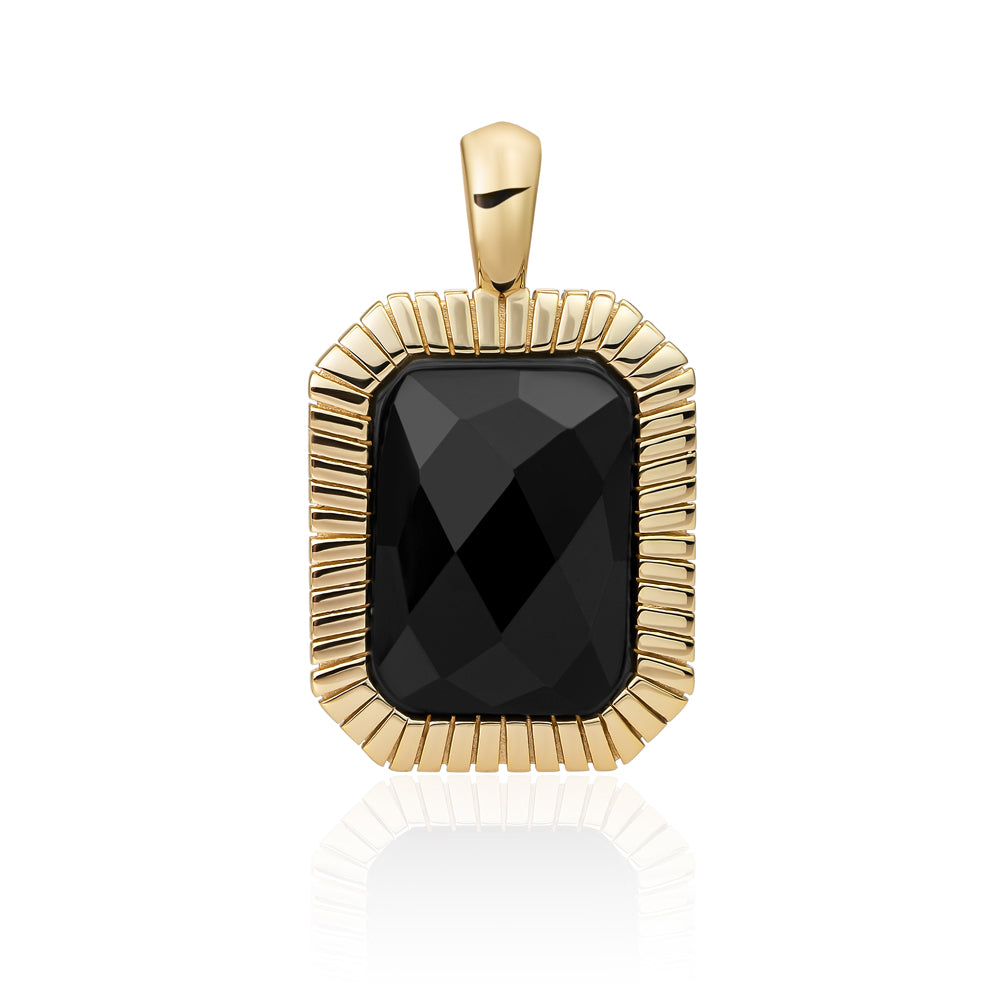 Gouden sieraad met echte edesteen onyx ketting hanger baguette Sarkling Jewels 