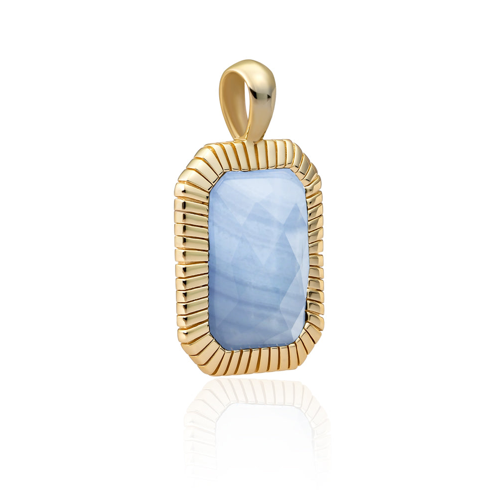 Blue Lace Agate ketting hanger in het goud van Sparkling Jewels 